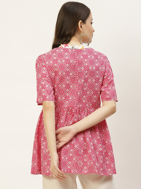 FABRIC FITOOR Pink Geometric Regular Top - Image 4