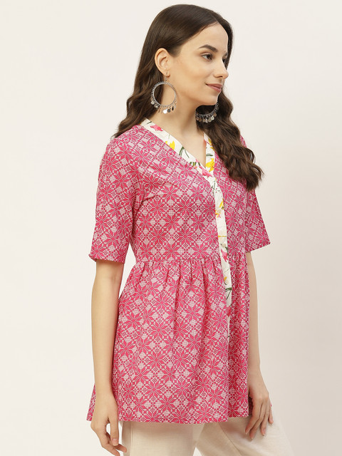 FABRIC FITOOR Pink Geometric Regular Top - Image 3