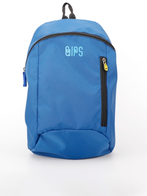 QIPS Unisex Blue & Black Brand Logo Backpack