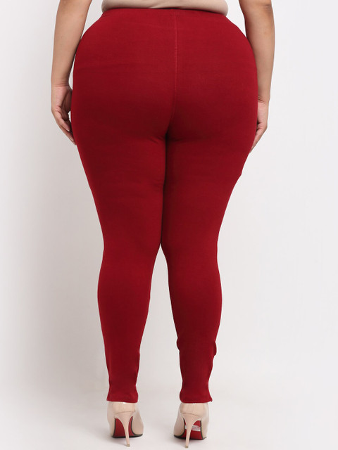 TAG 7 PLUS Women Plus Size Maroon Solid Ankle Length Leggings - Image 3