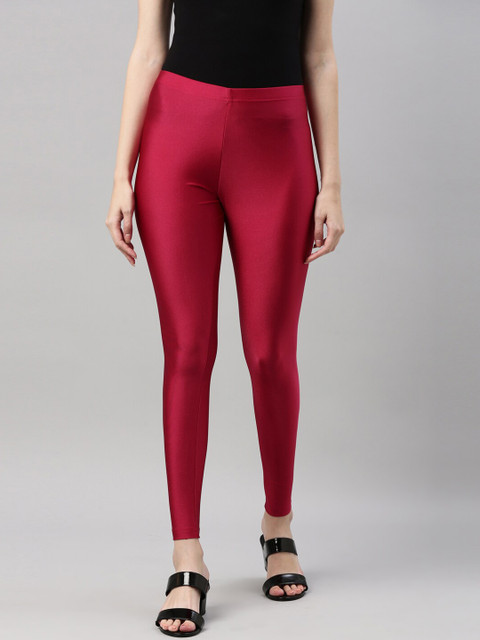 Go Colors Women Fuchsia Pink Solid Ankle-Length Leggings