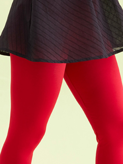 Go Colors Women Red Solid Ankle-Length Leggings - Image 5