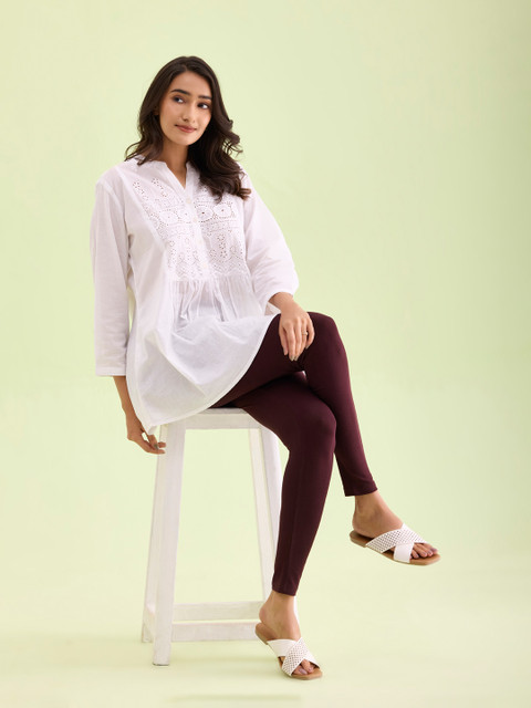 Go Colors Women Maroon Solid Ankle-Length Leggings - Image 4