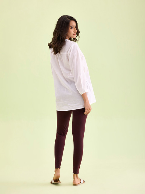 Go Colors Women Maroon Solid Ankle-Length Leggings - Image 3