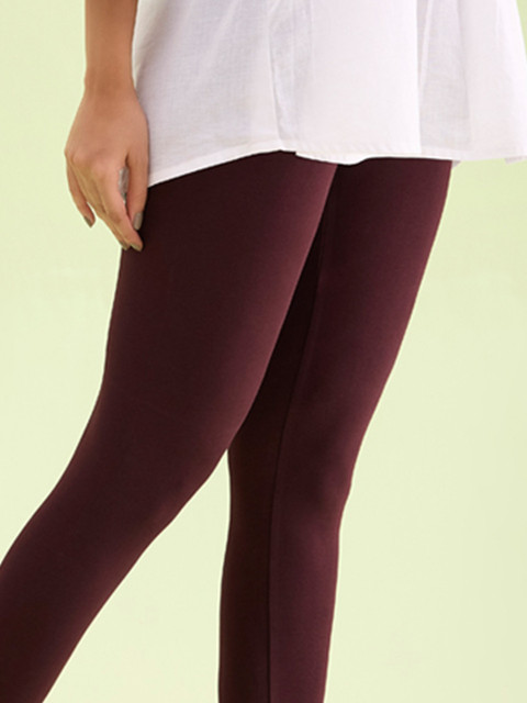 Go Colors Women Maroon Solid Ankle-Length Leggings - Image 5