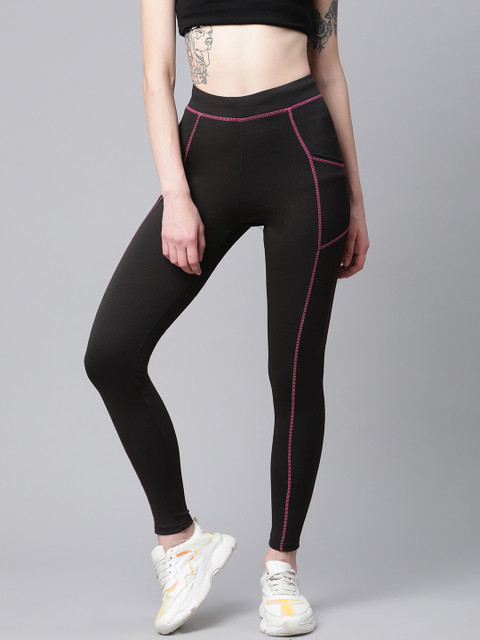 Blinkin Women Black Solid High-Rise Tights