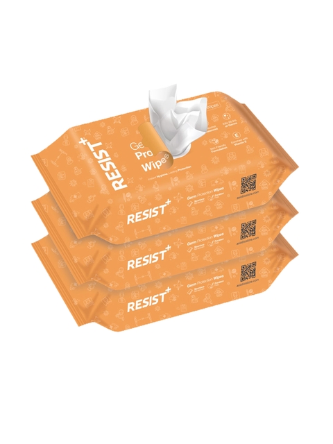 RESIST PLUS Pack of 3 Non-Alcoholic Germ Protection Wipes - 72 Wipes...