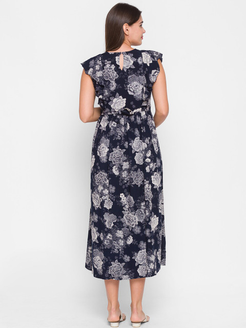 AV2 Blue Floral Printed Maternity Midi Dress - Image 5