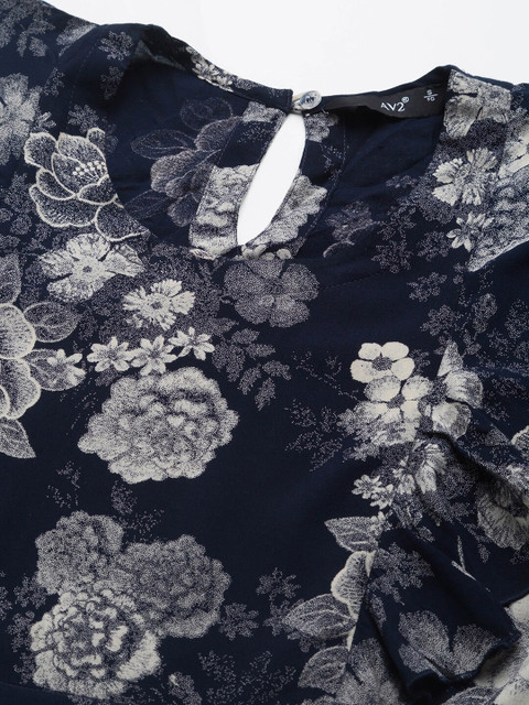 AV2 Blue Floral Printed Maternity Midi Dress - Image 7