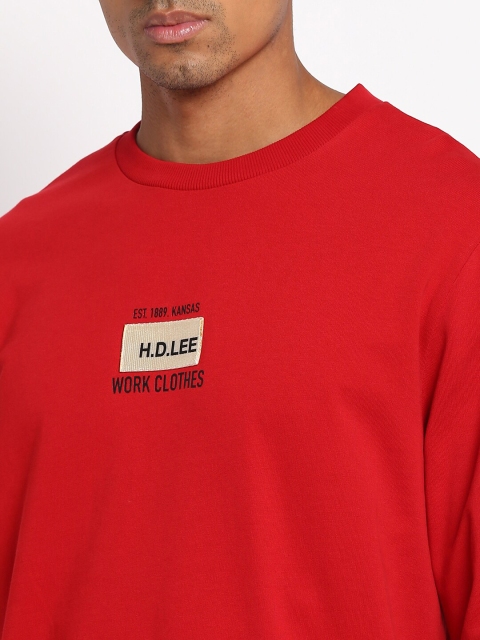 Lee Men Red Cotton Sweatshirt - Image 2