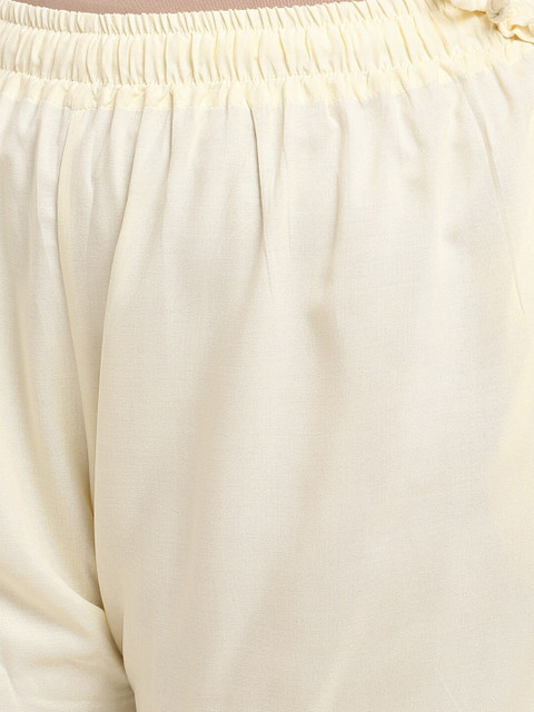 TAG 7 PLUS Women Cream Solid Flared Plus Size Rayon Palazzo - Image 5
