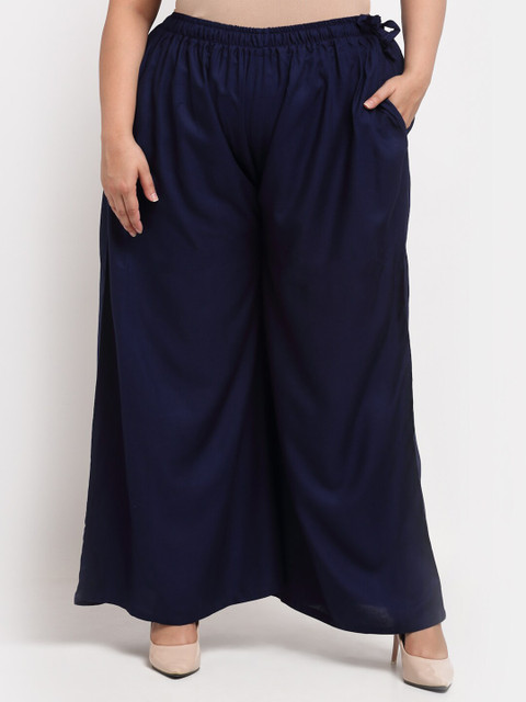 TAG 7 PLUS Women Navy Blue Flared Ethnic Palazzos
