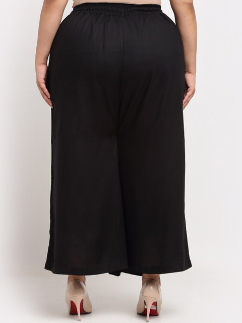 TAG 7 PLUS Women Black Flared Plus Size Ethnic Palazzos - Image 3