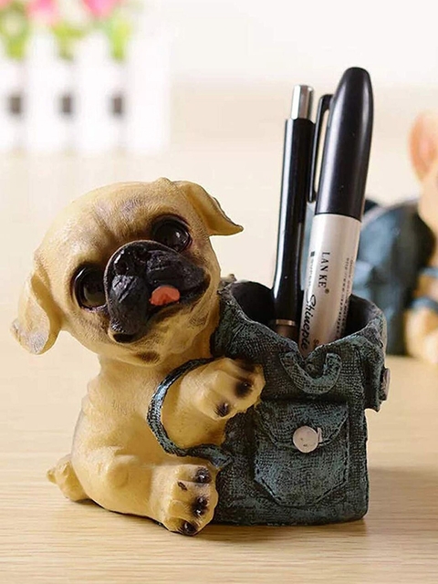 TIED RIBBONS Multicoloured Cute Dog Pen Stand Desk Organizer