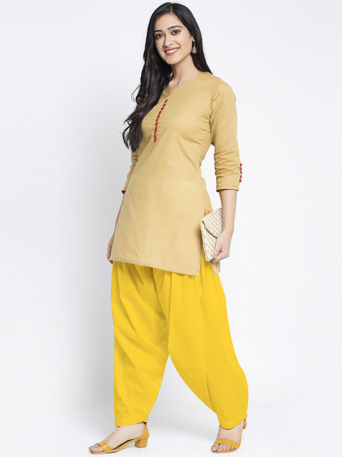 GRACIT Women Yellow Solid Cotton Salwar - Image 4
