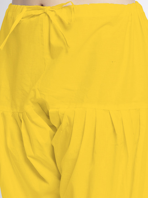 GRACIT Women Yellow Solid Cotton Salwar - Image 5