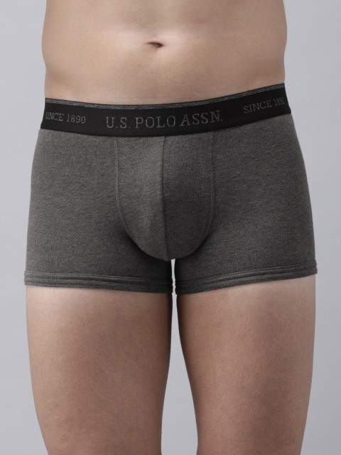 U.S. Polo Assn. Men Charcoal Grey Solid Bamboo Cotton Trunk I705-031-PL
