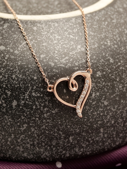 GIVA 925 Sterling Silver Rose Gold Curl Heart Necklace