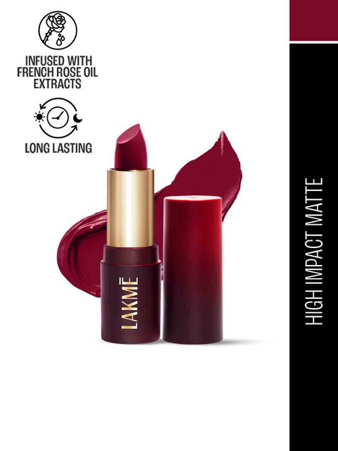 Lakme Forever Matte Long Lasting Lipstick With French Rose Oil Ext 4.5g - Red Crimson
