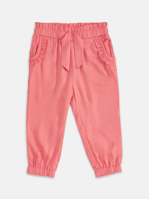Pantaloons Baby Girls Coral Joggers Trousers