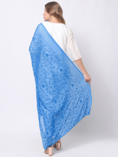 Dupatta Bazaar Blue Embroidered Dupatta - Image 5