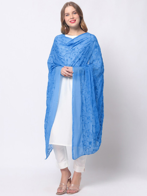 Dupatta Bazaar Blue Embroidered Dupatta - Image 6