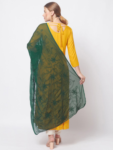 Dupatta Bazaar Green Embroidered Dupatta - Image 5