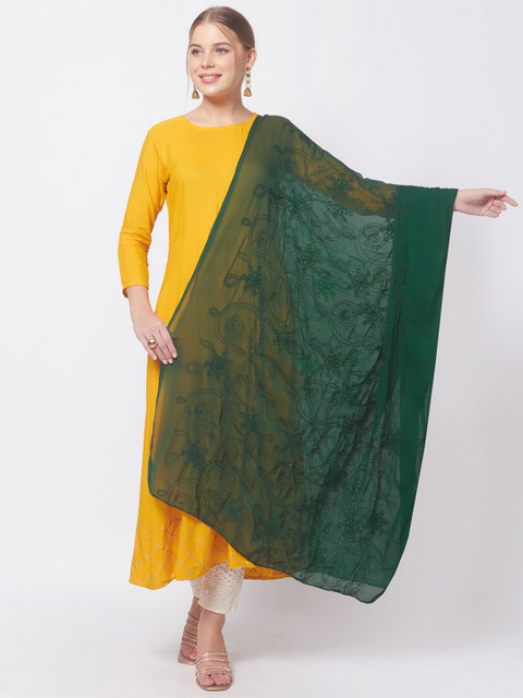 Dupatta Bazaar Green Embroidered Dupatta