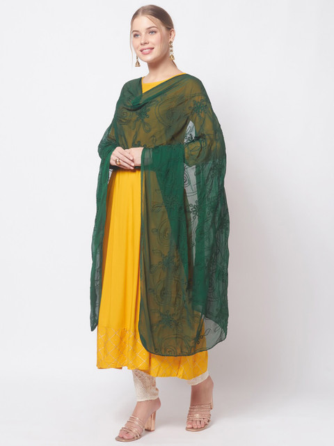 Dupatta Bazaar Green Embroidered Dupatta - Image 6