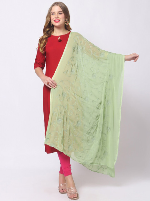 Dupatta Bazaar Green Embroidered Dupatta