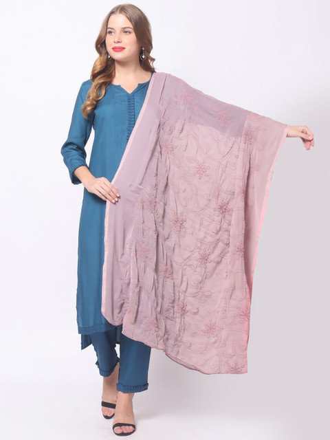 Dupatta Bazaar Mauve Embroidered Dupatta