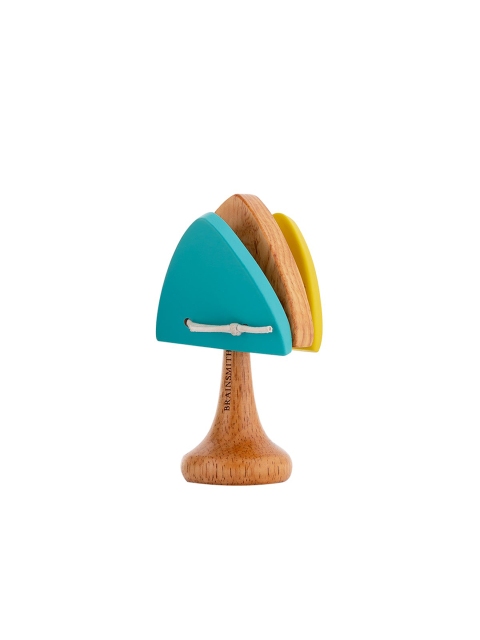 Brainsmith Infant Kids Beige & Blue Wooden Swoora Triangle Castanet - Image 2