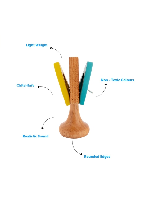 Brainsmith Infant Kids Beige & Blue Wooden Swoora Triangle Castanet - Image 3