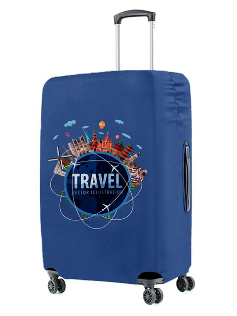 Cortina Blue Printed Protective Large Trolley Bag Cover