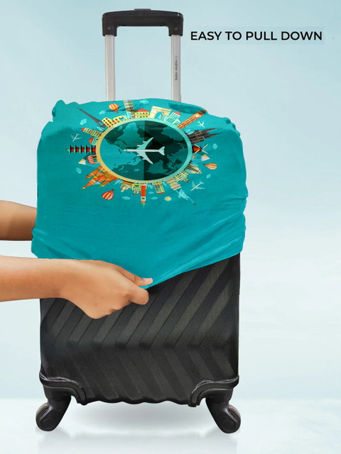 Cortina Turquoise Printed Protective Small Trolley Bag Cover - Image 4