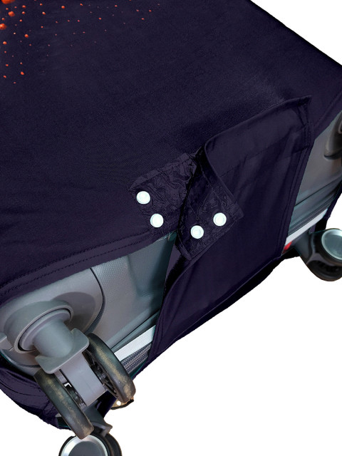 Cortina Navy Blue & Orange Printed Protective Large Trolley Bag Cover - Image 5