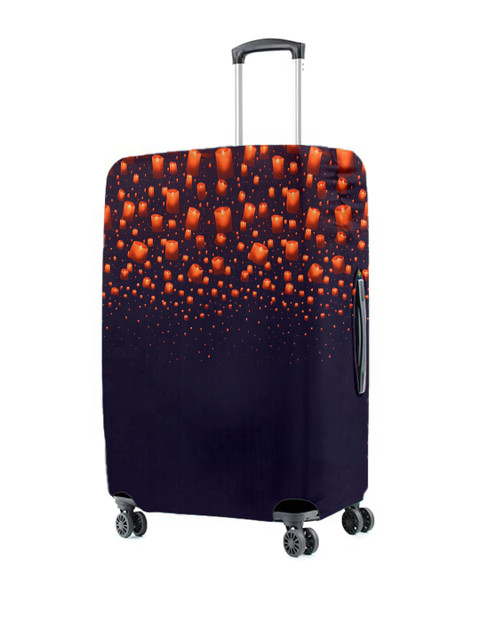 Cortina Navy Blue & Orange Printed Protective Large Trolley Bag Cover