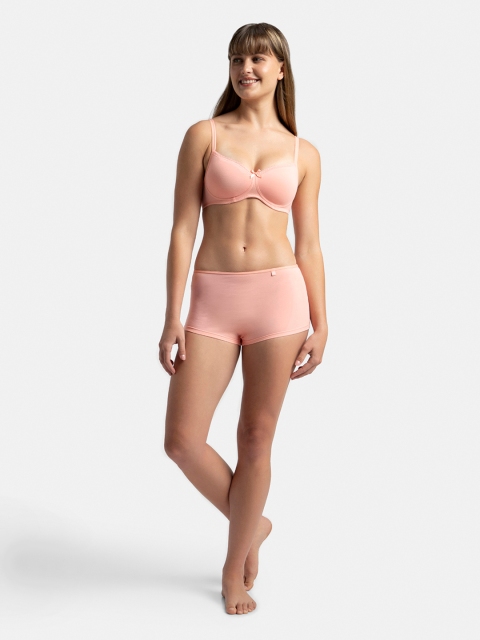 Jockey Wirefree Padded Plus Size Cotton Medium Coverage Tshirt Bra with Lace Styling -1723 - Image 4