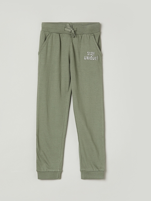 max Girls Olive Green Cotton Joggers Trousers