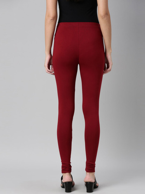 Souchii Women Maroon Solid Churidar-Length Leggings - Image 4