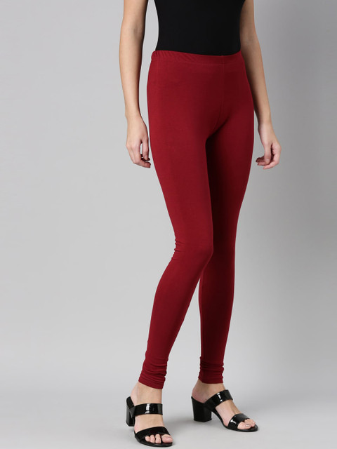 Souchii Women Maroon Solid Churidar-Length Leggings - Image 2