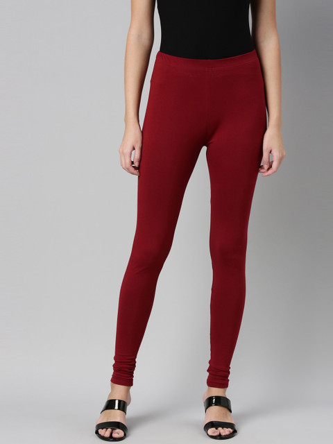 Souchii Women Maroon Solid Churidar-Length Leggings