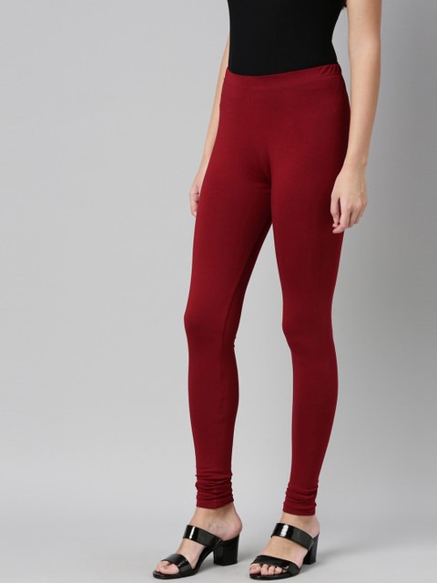 Souchii Women Maroon Solid Churidar-Length Leggings - Image 3