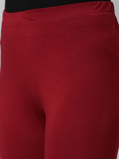 Souchii Women Maroon Solid Churidar-Length Leggings - Image 6