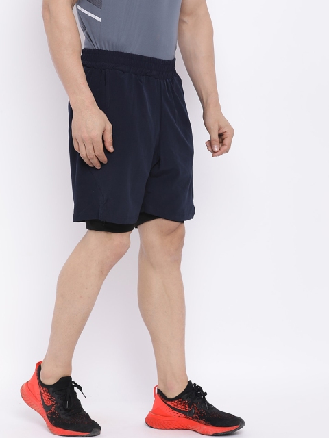 CHKOKKO Men Navy Blue Solid Running Regular Shorts - Image 2
