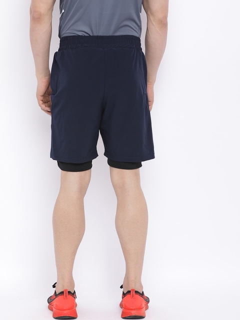 CHKOKKO Men Navy Blue Solid Running Regular Shorts - Image 3