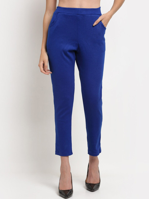 TAG 7 Women Blue Solid Ankle-Length Leggings