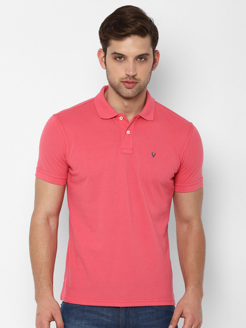 Allen Solly Men Pink Polo Collar Applique T-shirt