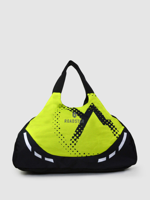 The Roadster Lifestyle Co x Discovery Adventures Unisex Fluorescent Green Printed Foldable Duffel Bag