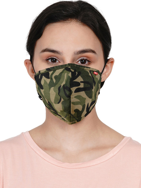 SWISS MILITARY Olive-Green & Beige Printed 3-Ply Reusable Protection Gloves & Alphaguard Mask Combo Kit - Image 7